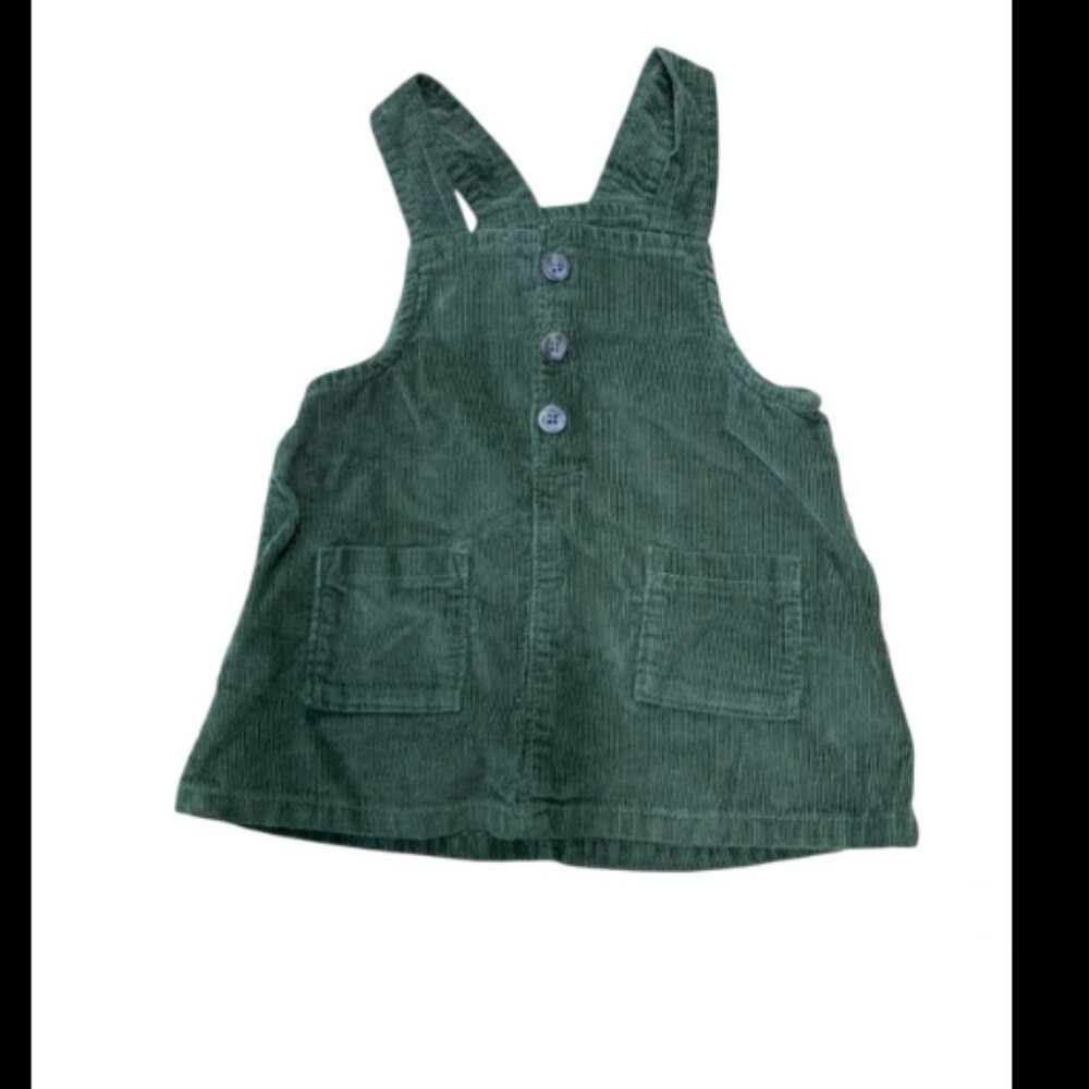Old Navy baby girl hunter green corduroy overalls skirt size 3-6 months
